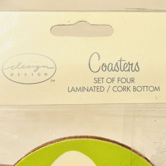 VTG Design Design Coasters Laminated/Cork Bottom Set of 4 Graphics Barware 3.75” - Picture 3 of 5